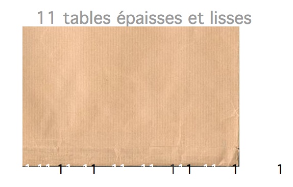 11 tables épaisses et lisses