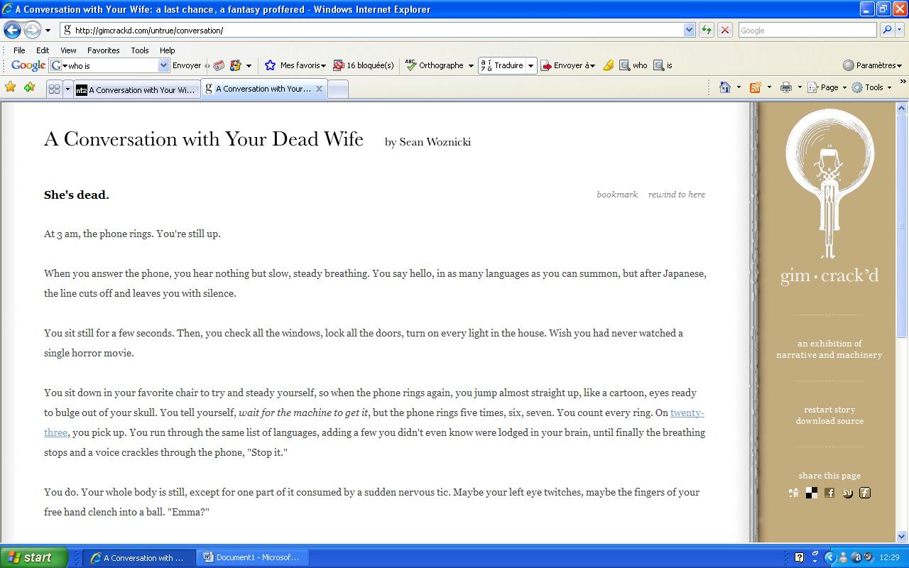 A Conversation with Your Dead Wife