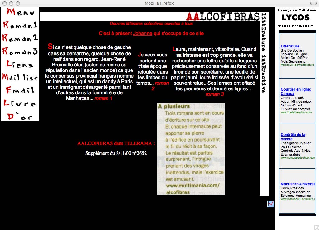 Aalcofibras littérature interactive