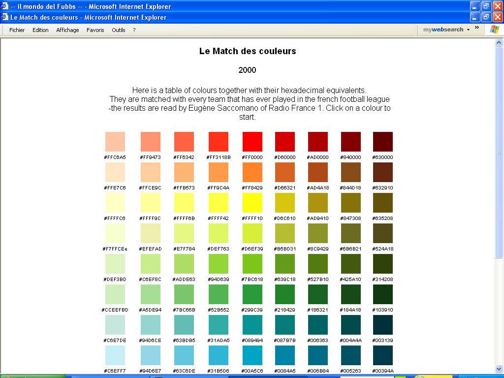 Le match des couleurs