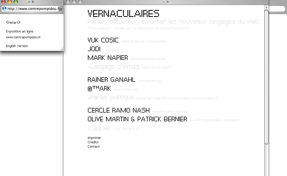 Netart: Vernaculaires