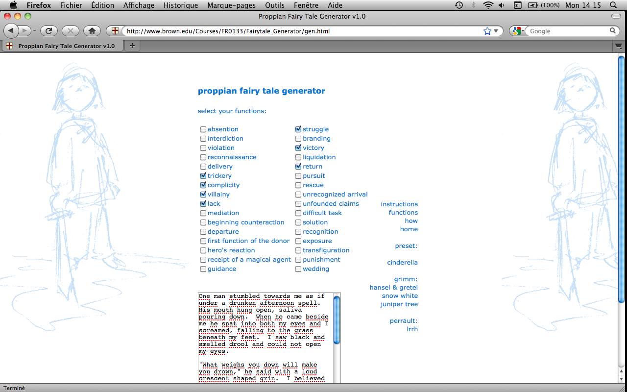 Proppian Fairy Tale Generator