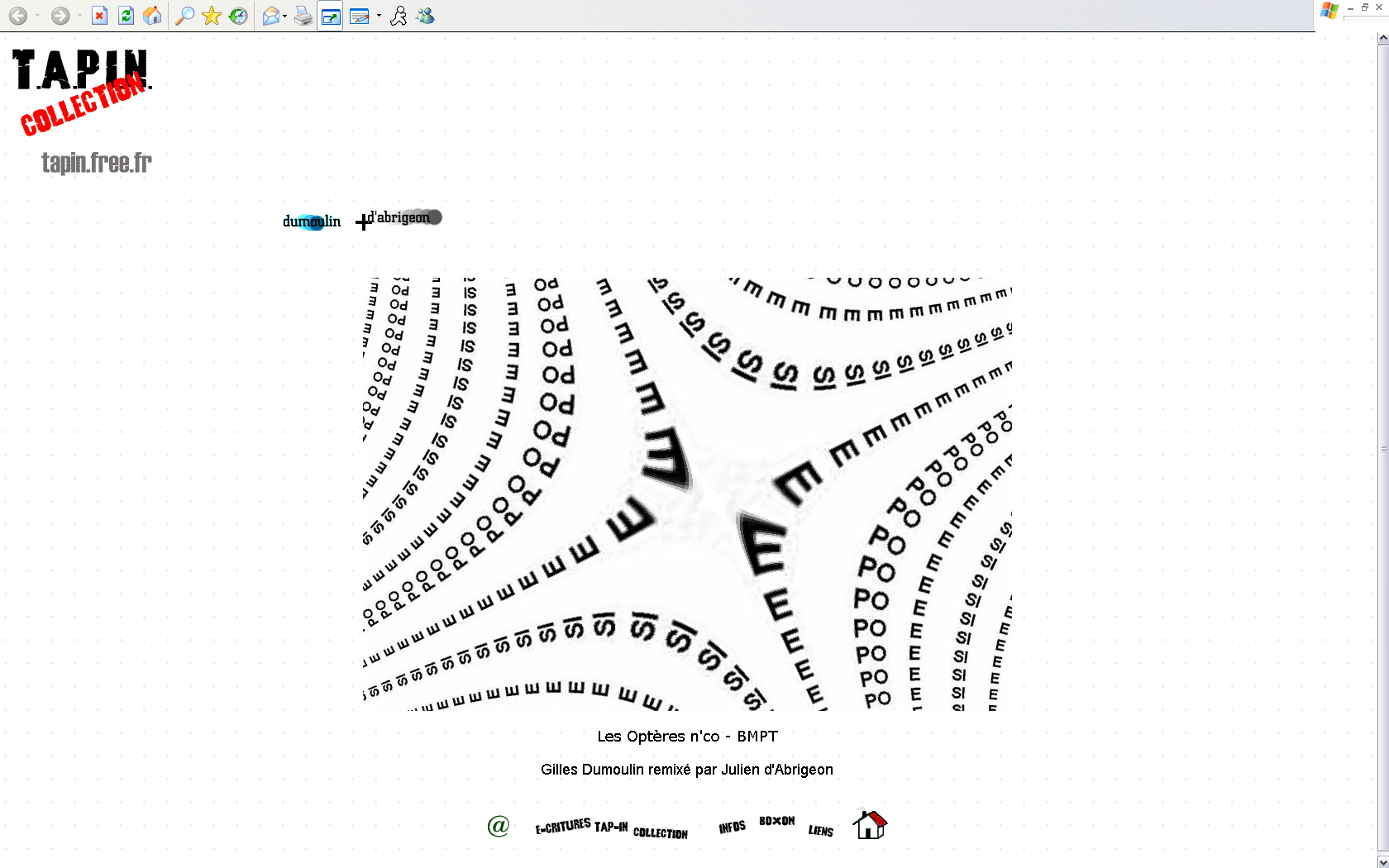 Remix de l’hommage à BMPT de G. Dumoulin – poème visuel actif