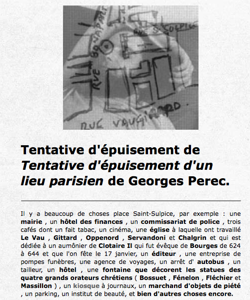Tentative d’épuisement de Tentative d’épuisement d’un lieu parisien de Georges Perec