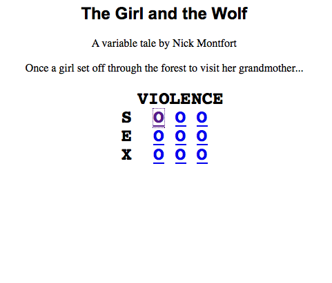 The Girl and the Wolf – A Variable Tale by Nick Montfort
