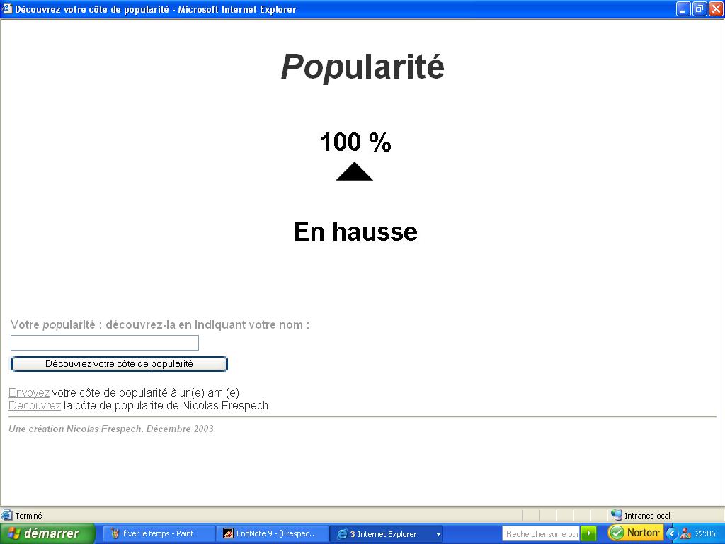 Votre cote de popularité