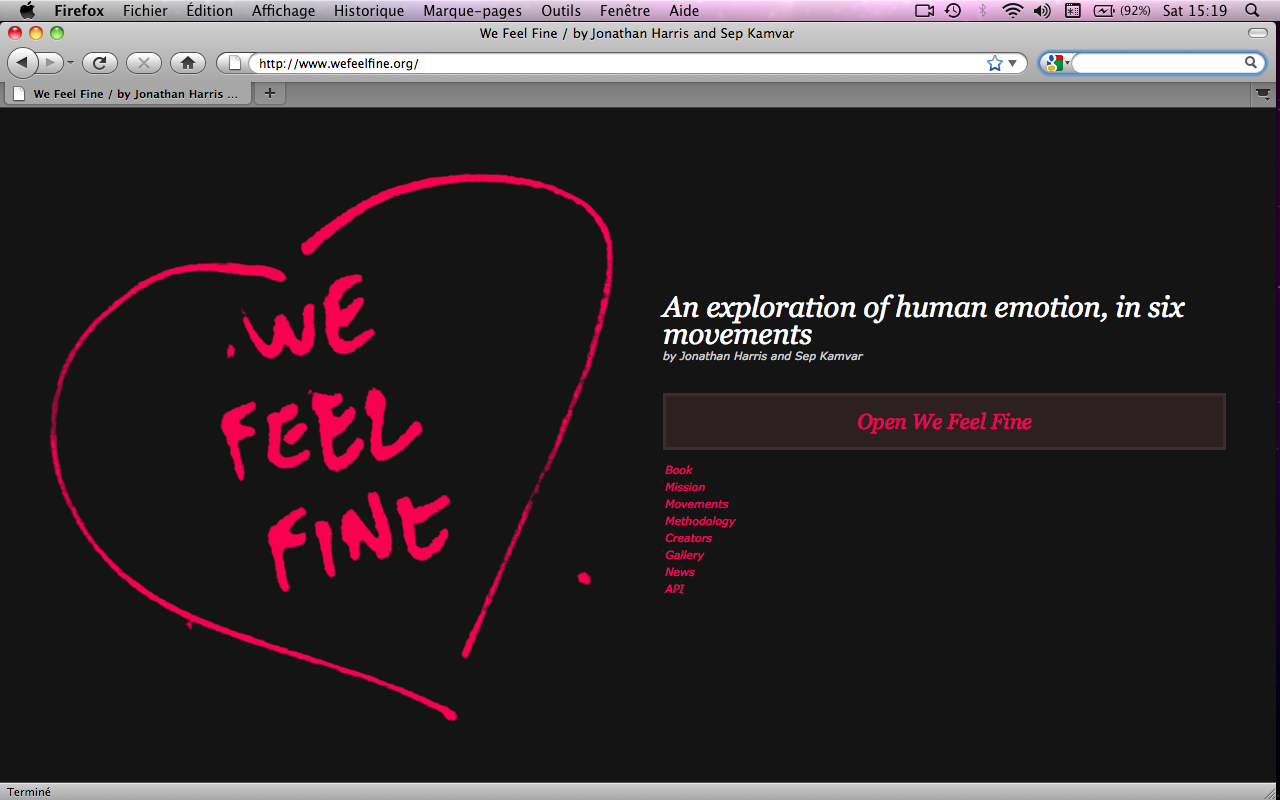 We Feel Fine: An exploration of human emotion