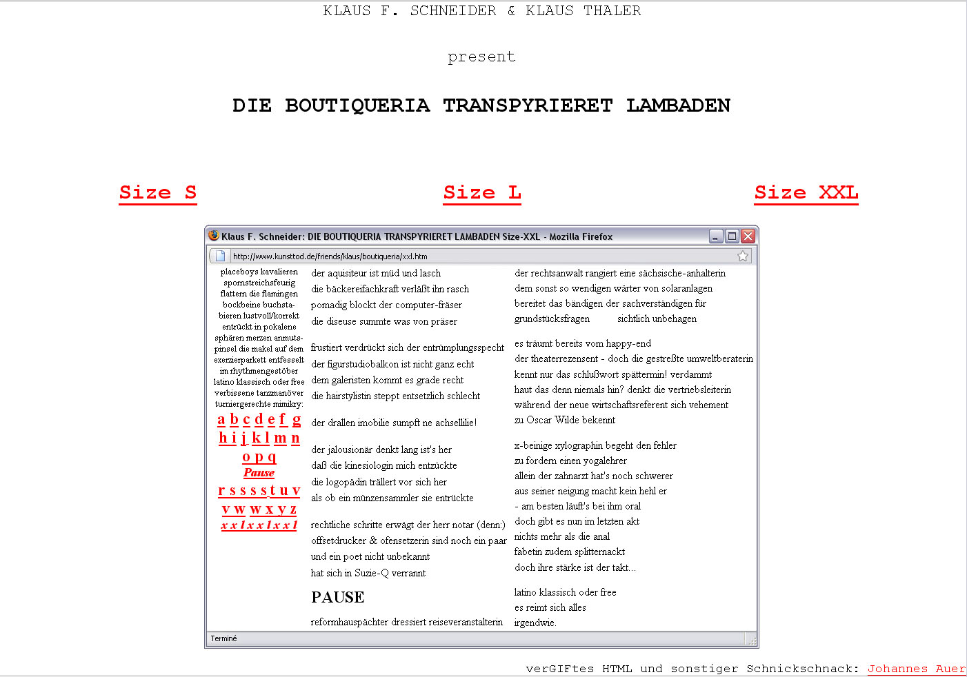 Die Boutiqueria transpyrieret Lambaden